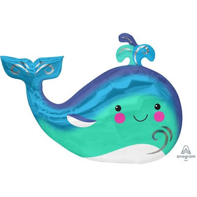 Happy Whale Supershape Foil Balloon (86 x 60 cm) Pk 1