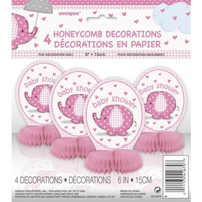 Pink Umbrellaphants Mini 6in Honeycomb Decoration Pk 4