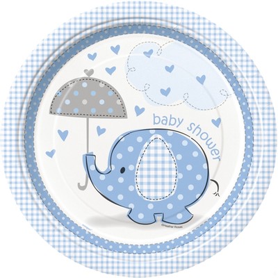Blue Umbrellaphants 9in Paper Plates Pk 8 