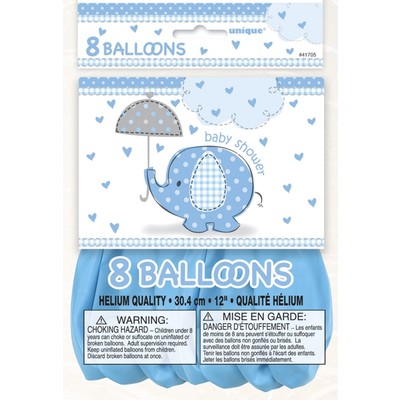 Blue Umbrellaphants Baby Shower Balloons (12in) Pk 8