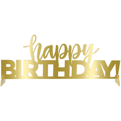 Gold Acrylic Happy Birthday Centrepiece 38cm