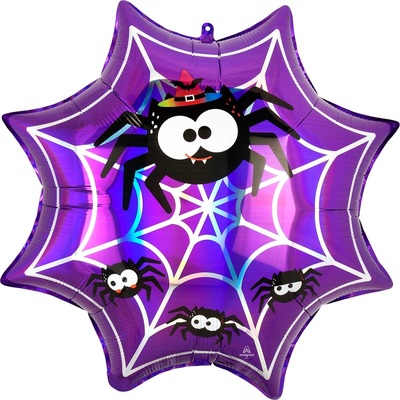 Halloween Spiderweb & Spiders Foil Supershape Balloon (55x55cm)
