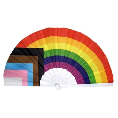 Jumbo Progress Trans Pride Flag Collapsible Fan