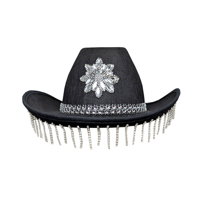 Black Festival Cowboy Hat with Diamantes & Crystals