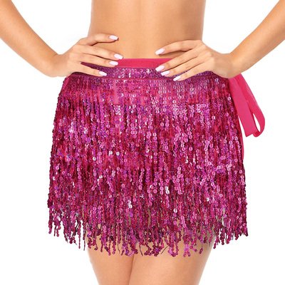 Adult Hot Pink Sequin Festival Wrap Skirt (One Size)