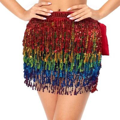 Adult Rainbow Sequin Festival Wrap Skirt (One Size)