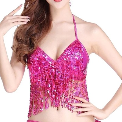 Adult Hot Pink Sequin Festival Halter Top (One Size)