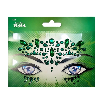 Green Crystals Face Gems Jewels Stickers