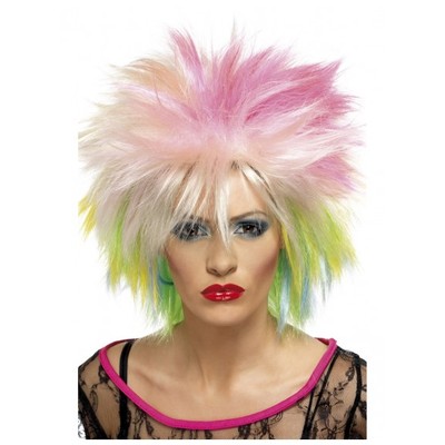 80's Attitude Multi Coloured Short Spiky Wig Pk 1