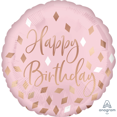 Blush Pink & Rose Gold Happy Birthday Foil Balloon Pk 1