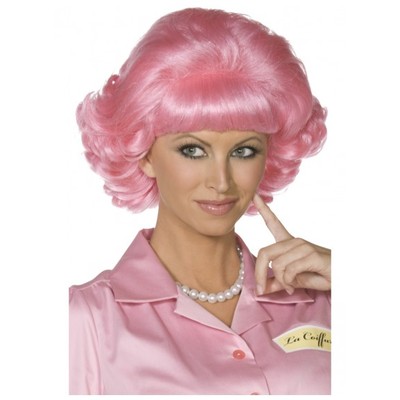 Pink Short Curly Grease Frenchy Wig k 1 