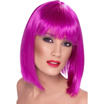 Short Purple / Pink Blunt Glam Bob Wig Pk 1
