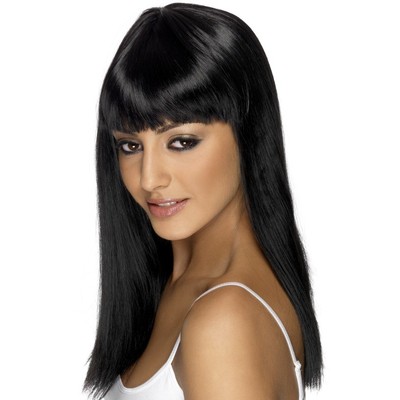 Long Black Straight Glamourama Wig Pk 1