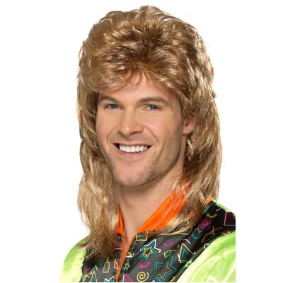 Mullet Wig Brown with Blonde Highlights Pk 1
