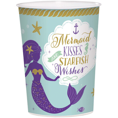 Mermaid Kisses and Starfish Wishes 16oz Plastic Favour Cup Pk 1 