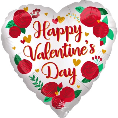 Happy Valentine's Day Heart Roses Foil Balloon (45cm, 18in)