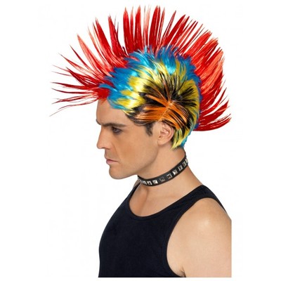 Multi Coloured 80's Street Punk Mohawk Wig Pk 1