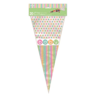 Baby Shower Pastel Cone Cello Bags Pk20 