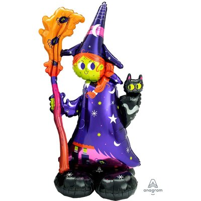AirLoonz Halloween Scary Witch & Cat Foil Balloon 60x139cm (Pk 1)
