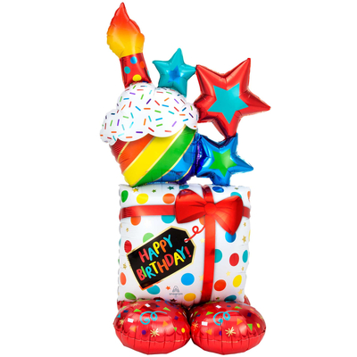Airloonz Birthday Stack Foil Balloon 71cm x 139cm (Pk 1)