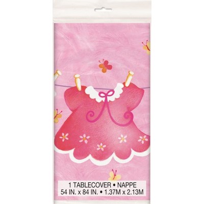 It's A Girl Pink Baby Shower Plastic Tablecover (137cm x 213cm) Pk 1