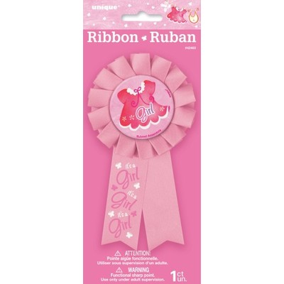 It's A Girl Pink Award Ribbon Pk 1