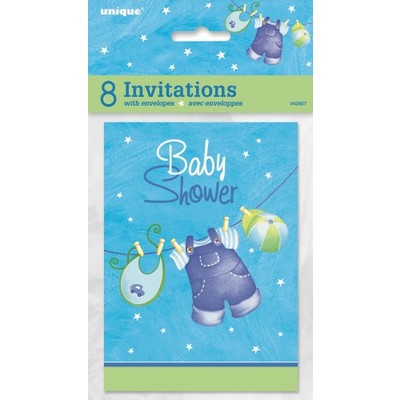 It's A Boy Blue Baby Shower Invitations Pk 8