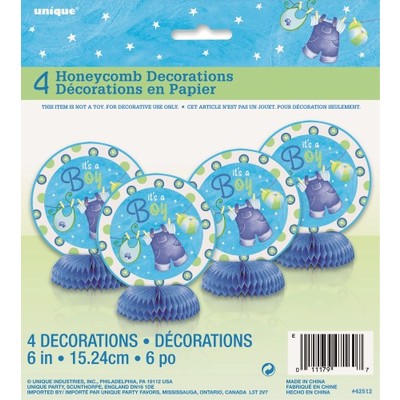 It's A Boy Blue Baby Shower 6in. Mini Honeycomb Decoration Pk 4