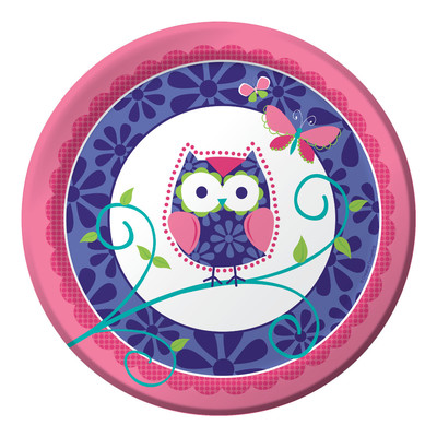 Owl Pal Birthday Paper Plates (9in-22cm) Pk 8 