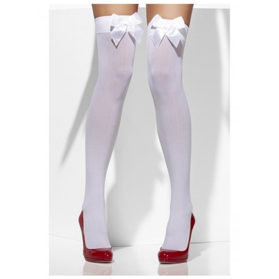 White Hold-Ups with White Bows (1 Pair)