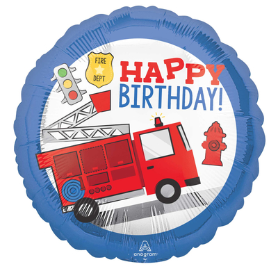 Happy Birthday Fire Truck Foil Balloon (17in, 43cm)