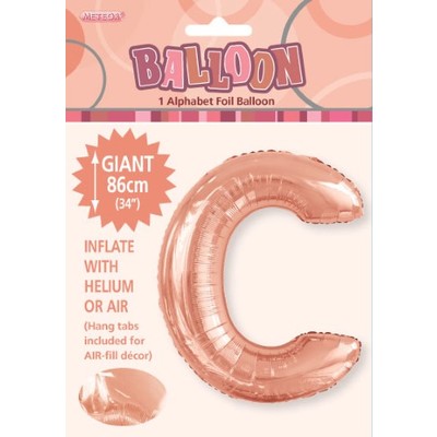 Rose Gold Letter C Foil Supershape Balloon (34in-86cm) Pk 1 