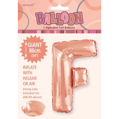 Rose Gold Letter F Foil Supershape Balloon (34in-86cm) Pk 1