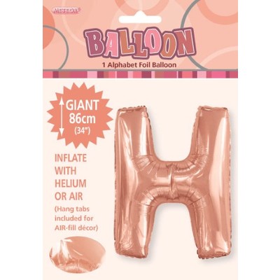 Rose Gold Letter H Foil Supershape Balloon (34in-86cm) Pk 1