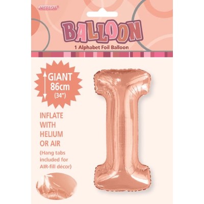 Rose Gold Letter I Foil Supershape Balloon (34in-86cm) Pk 1
