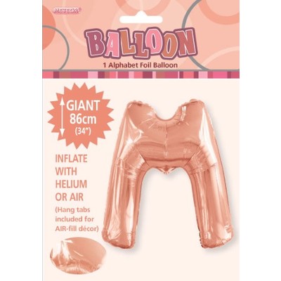 Rose Gold Letter M Foil Supershape Balloon (34in-86cm) Pk 1