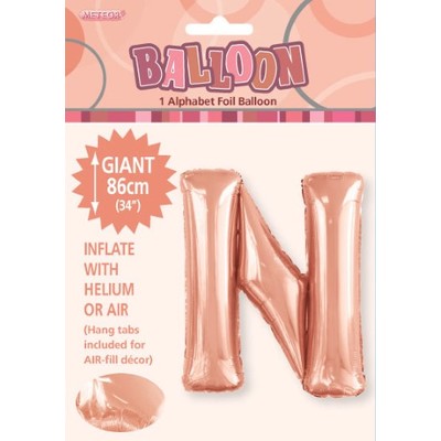 Rose Gold Letter N Foil Supershape Balloon (34in-86cm) Pk 1