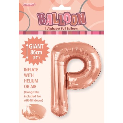 Rose Gold Letter P Foil Supershape Balloon (34in-86cm) Pk 1
