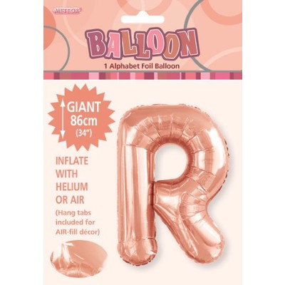 Rose Gold Letter R Foil Supershape Balloon (34in-86cm) Pk 1