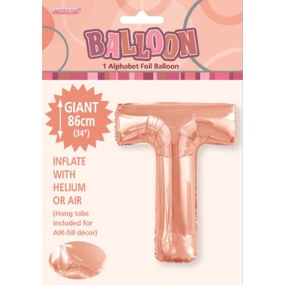 Rose Gold Letter T Foil Supershape Balloon (34in-86cm) Pk 1