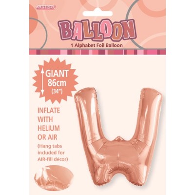 Rose Gold Letter W Foil Supershape Balloon (34in-86cm) Pk 1