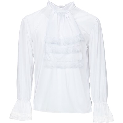 Adult Mens White Vampire Shirt with Jabot XL