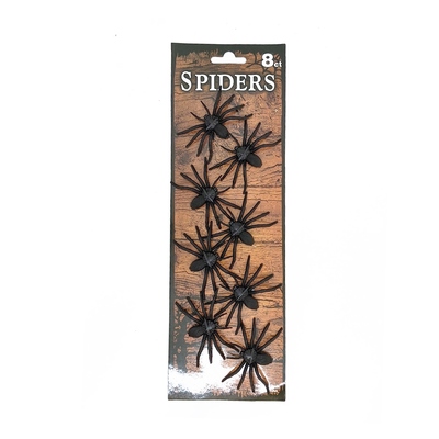Black Spider Halloween Decorations (Pk 8)