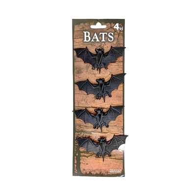 Black Bat Halloween Decorations (Pk 4)