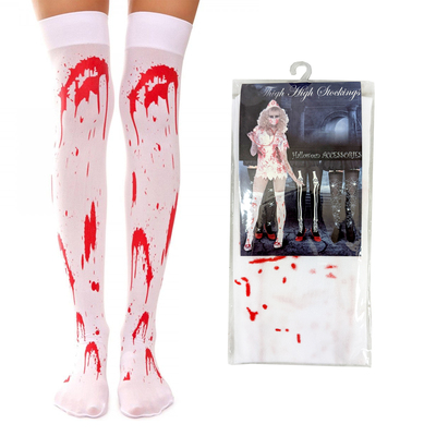White Tights Stockings with Blood Splatters (1 Pair)