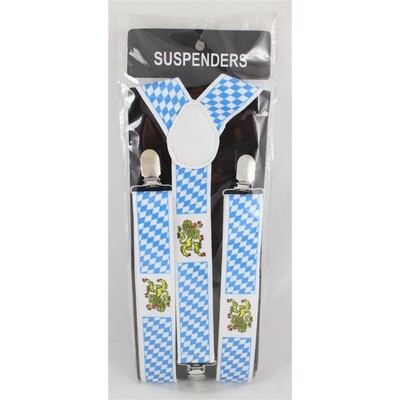 Adult Blue & White Bavarian Oktoberfest Suspenders Pk 1