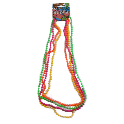 Assorted Colour 80's Bead Necklaces Pk 4