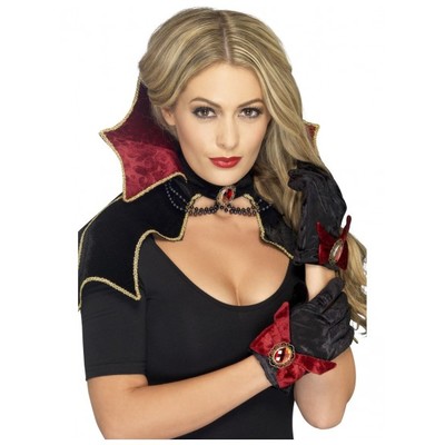 Halloween Adult Vamp Costume Kit (Cape, Collar & Gloves) Pk 1