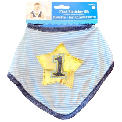 Blue 1st Birthday Baby Bib Pk 1