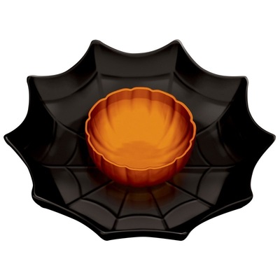 Halloween Black Orange Chip & Dip Platter and Bowl Set (Pk 1)